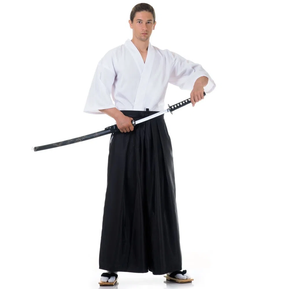Japan Samurai Set Kimono Kostüm Hakama Hosenrock + Kendo Gi+ Haori M L XL