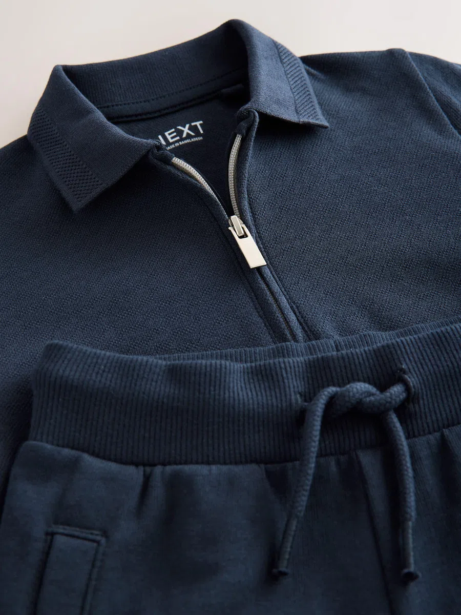 NEXT Jungen Standard Kurzarm-Polohemd mit Reißverschluss und Shorts 62-122
