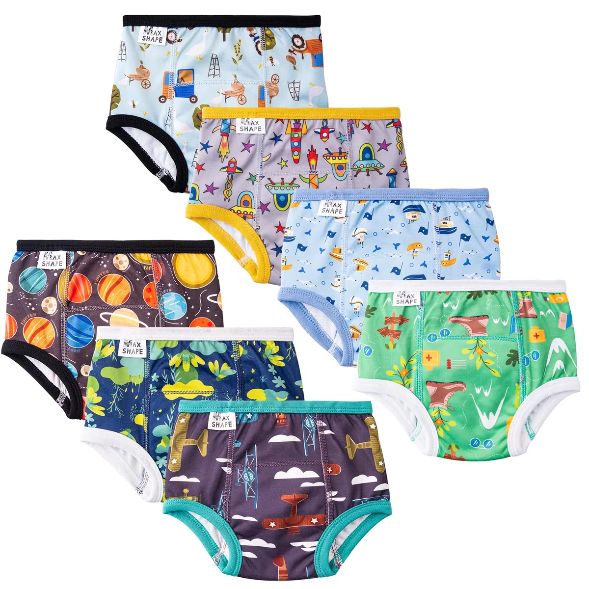 Baby Töpfchen Training Hose, Töpfchen Trainingshose Kinder 7 Pack, Töpfchen Training Unterwäsche für Jungen 2T, 3T, 4T, 5T, 6T