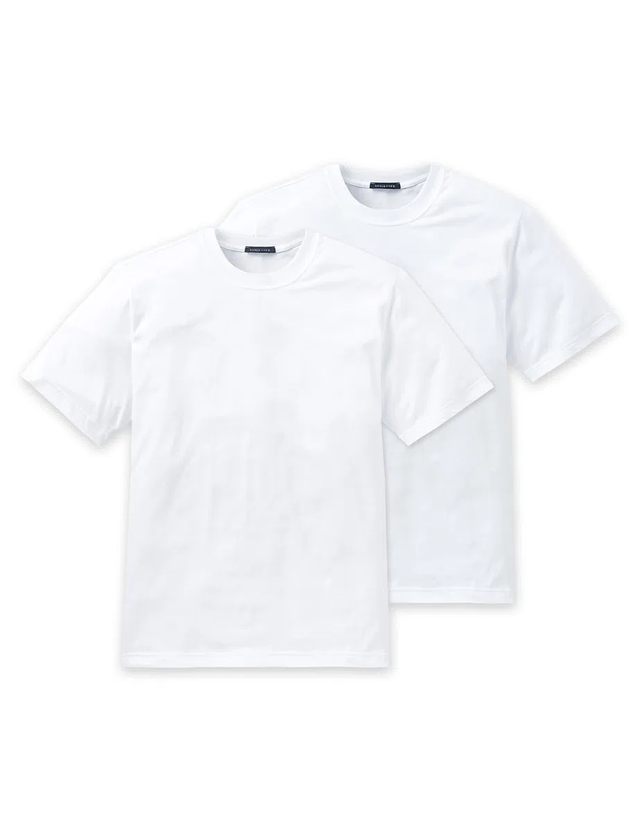 Schiesser Herren American Shirt Rundhals Unterhemd mit Arm - 100% Baumwolle