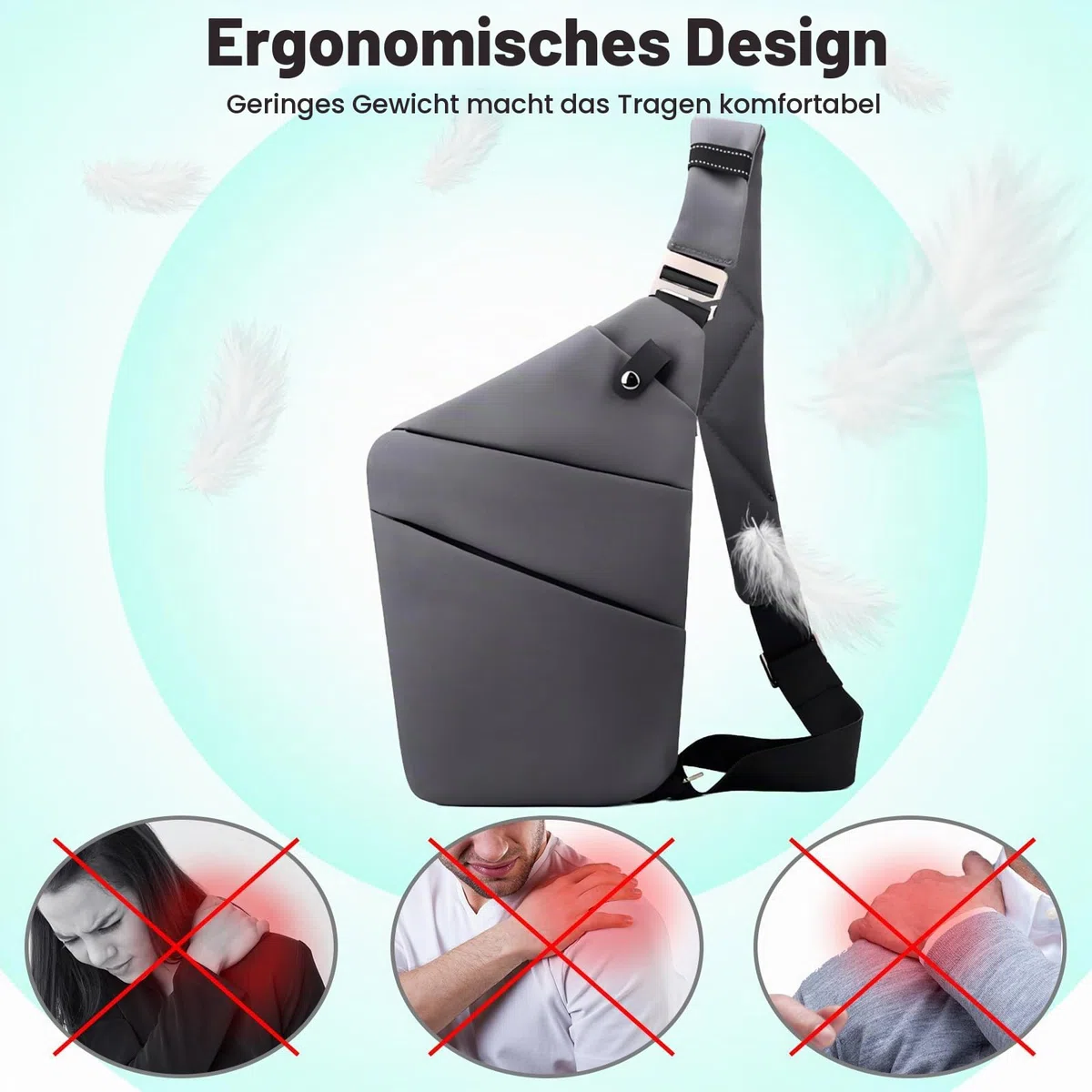 BIRDDIE Schultertasche Herren Sport Umhängetasche Outdoor Diebstahlsichere Tasche Crossbody Verstellbare Umhängetasche für Reisen Wandern und Fahrrad