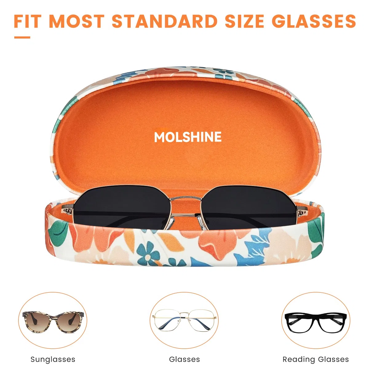 molshine Hartschalen-Sonnenbrillenetui,großes Hardcase Brillenetui mit Mikrofasertuch wird Damen und Herren für Sportbrillen und Sonnenbrillen geeignet