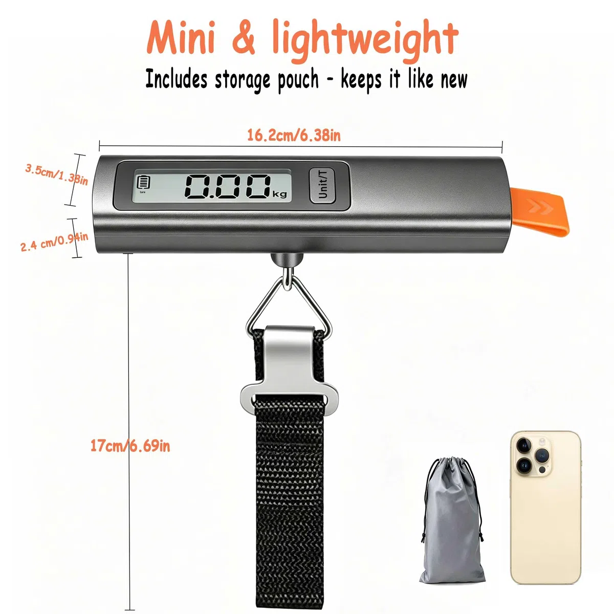 QL kofferwaage für reisen keine Batterien,6 Funktionen,Tara,Einheitenumrechnung,Gewichtssperre,digital LCD-Anzeige,bis 110lb/50 kg,gepäckwaage für koffer geeignet für Reisen, Einkaufen, Outdoor