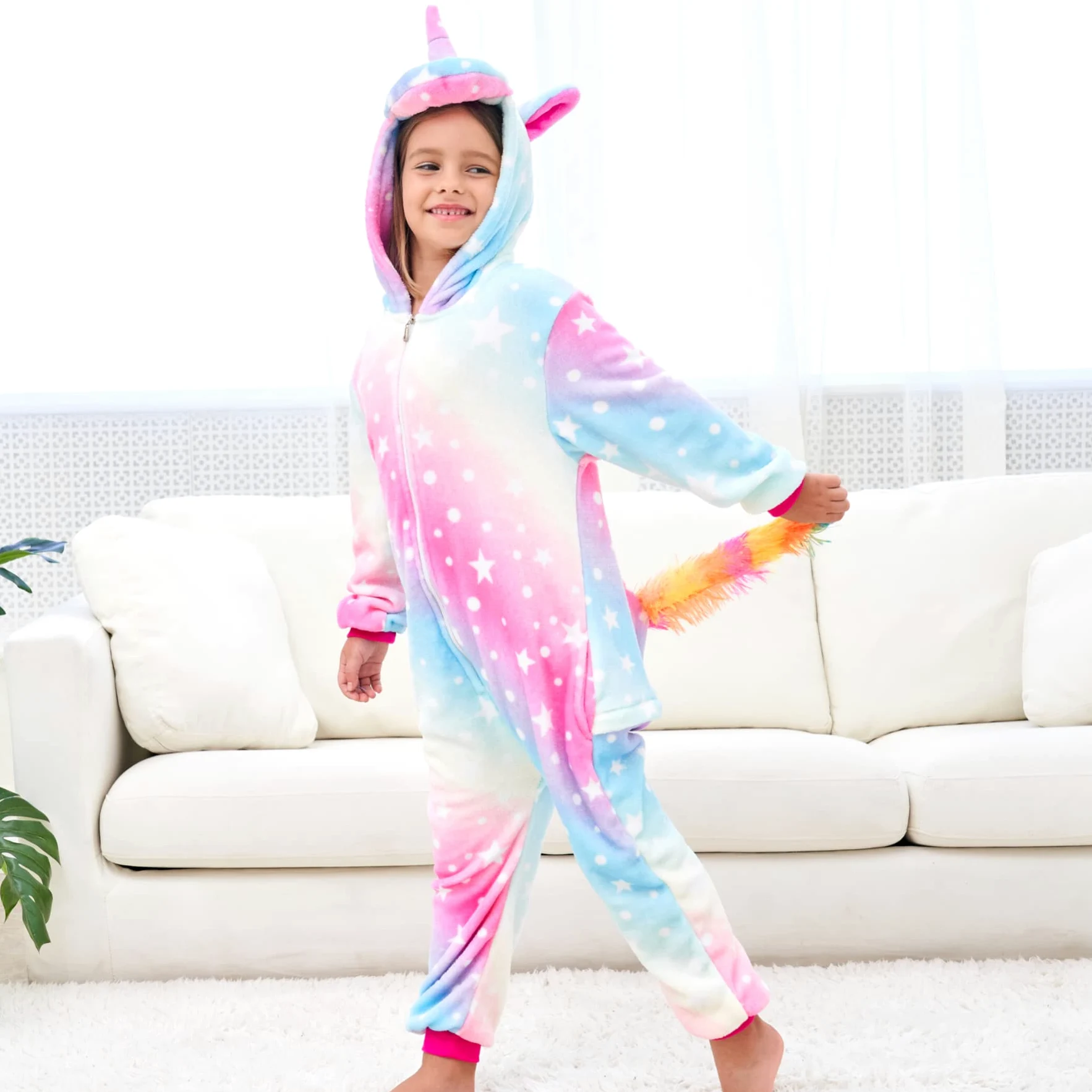 Weiche Einhorn Schlafstrampler Strampelanzug Einhorn Schlafoveralls für Mädchen