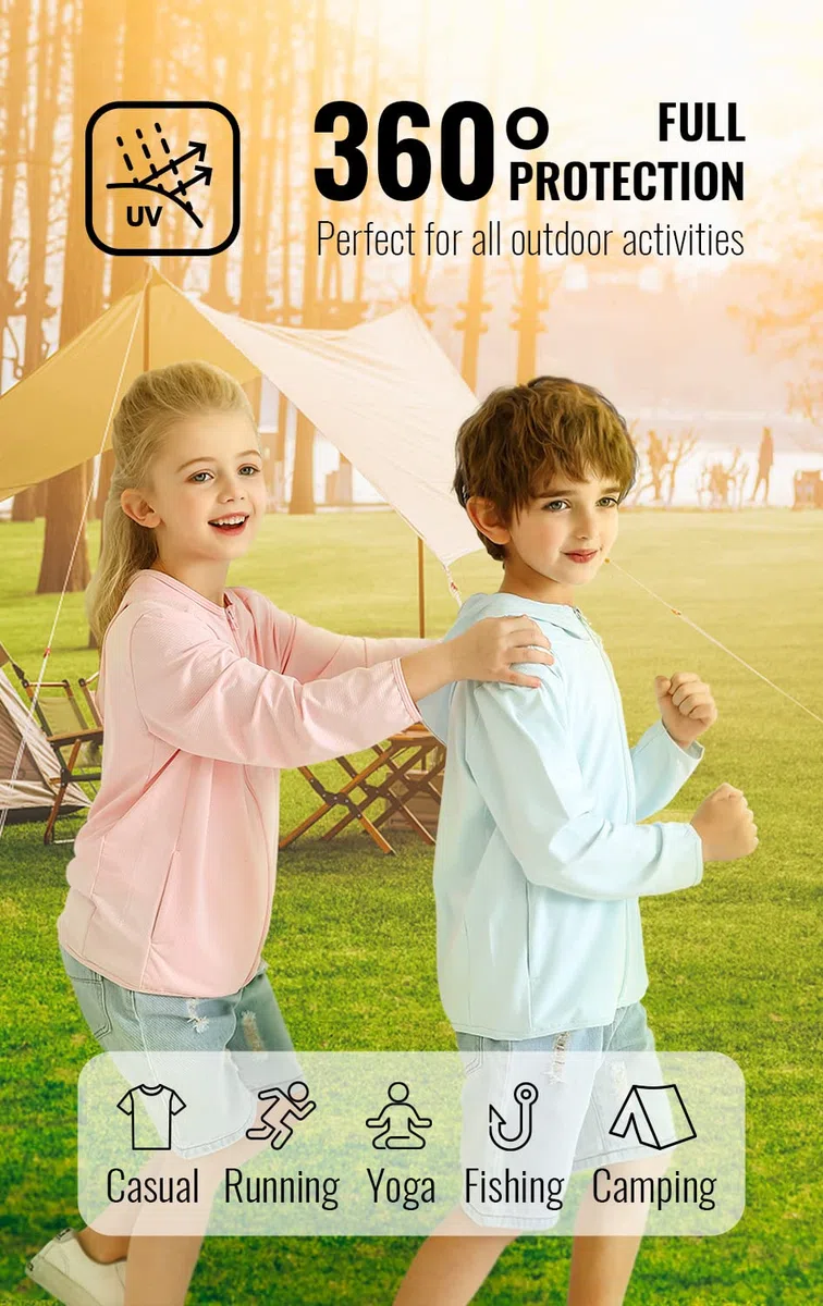 Kinder Athletic Hoodie Dry Fit Sonnenschutz Sweatshirt Daumenlöcher 3–12 Jahre