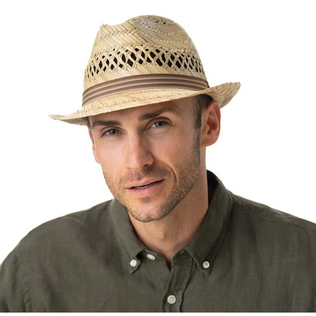 Lipodo Striped Ribbon Trilby Strohhut Made in Italy Unisex Frühling Sommer