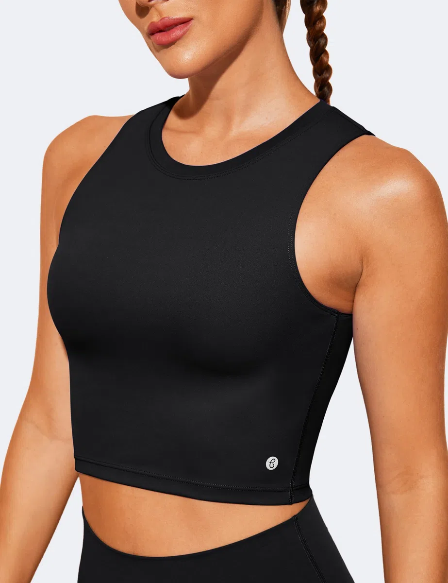 BAYDI Nudi Sport BH Damen ohne Buegel Bustier Abnehmbare Gepolsterte Crop-Tops Hochgeschlossenes Tanktop Yoga Fitness Soft Bra