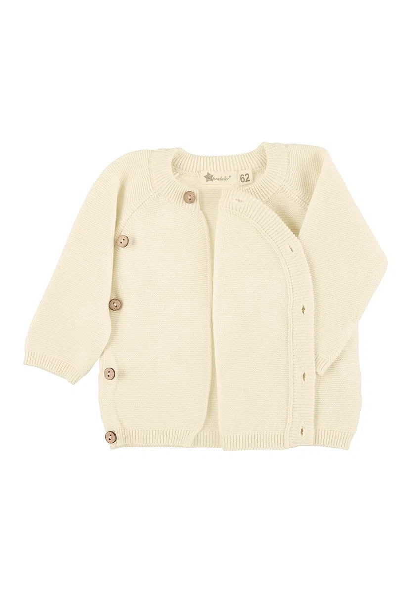Sterntaler Baby Mädchen Strickjacke Baby GOTS Strick Jacke - Strickjacke Baby - Strickjacke mit Stern und Knopfleiste - natur