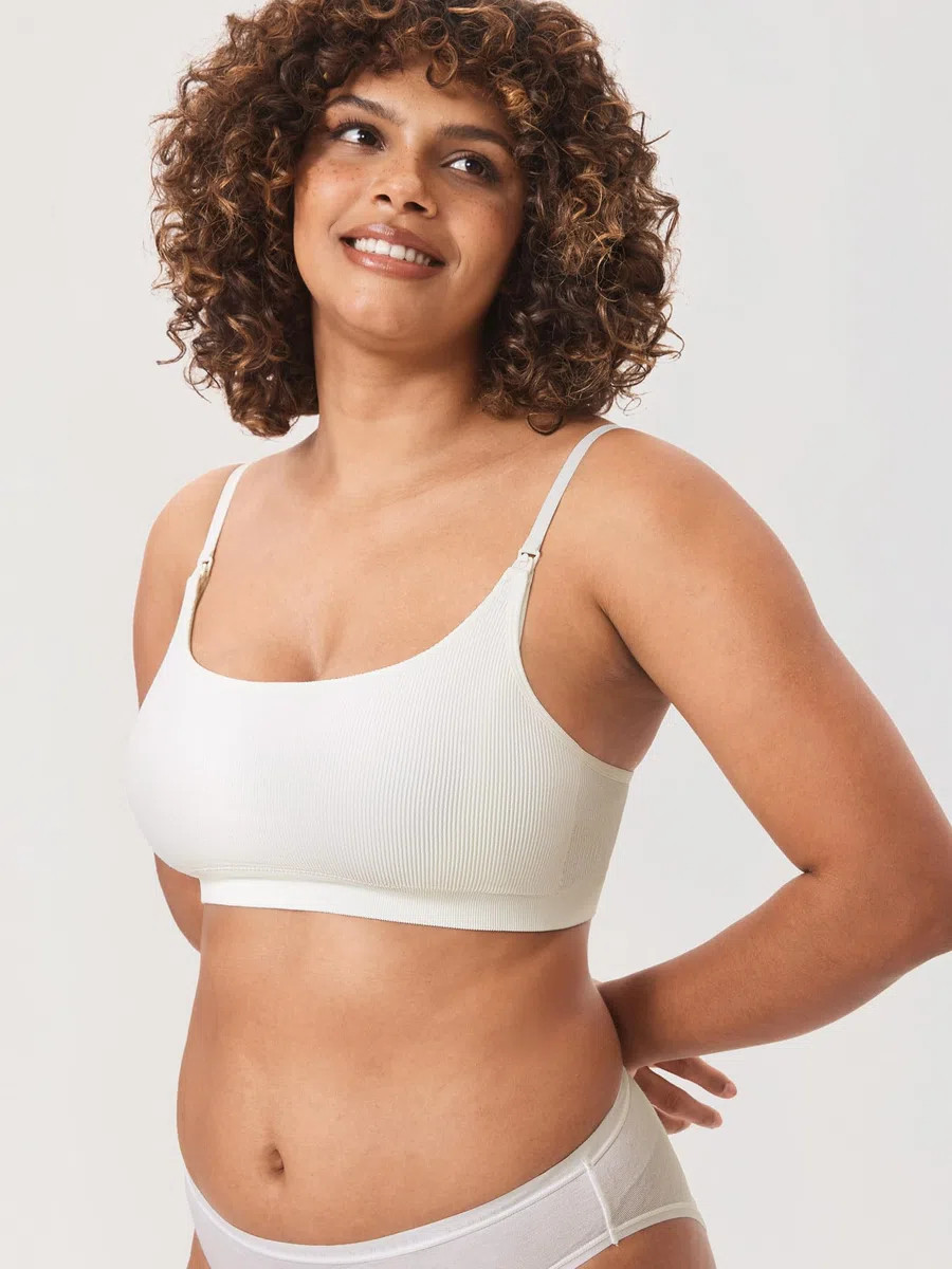 MOMANDA Damen Still BH ohne Bügel Soft Gepolstert Gerippt Schwangerschafts BHS Schlaf Bequemer