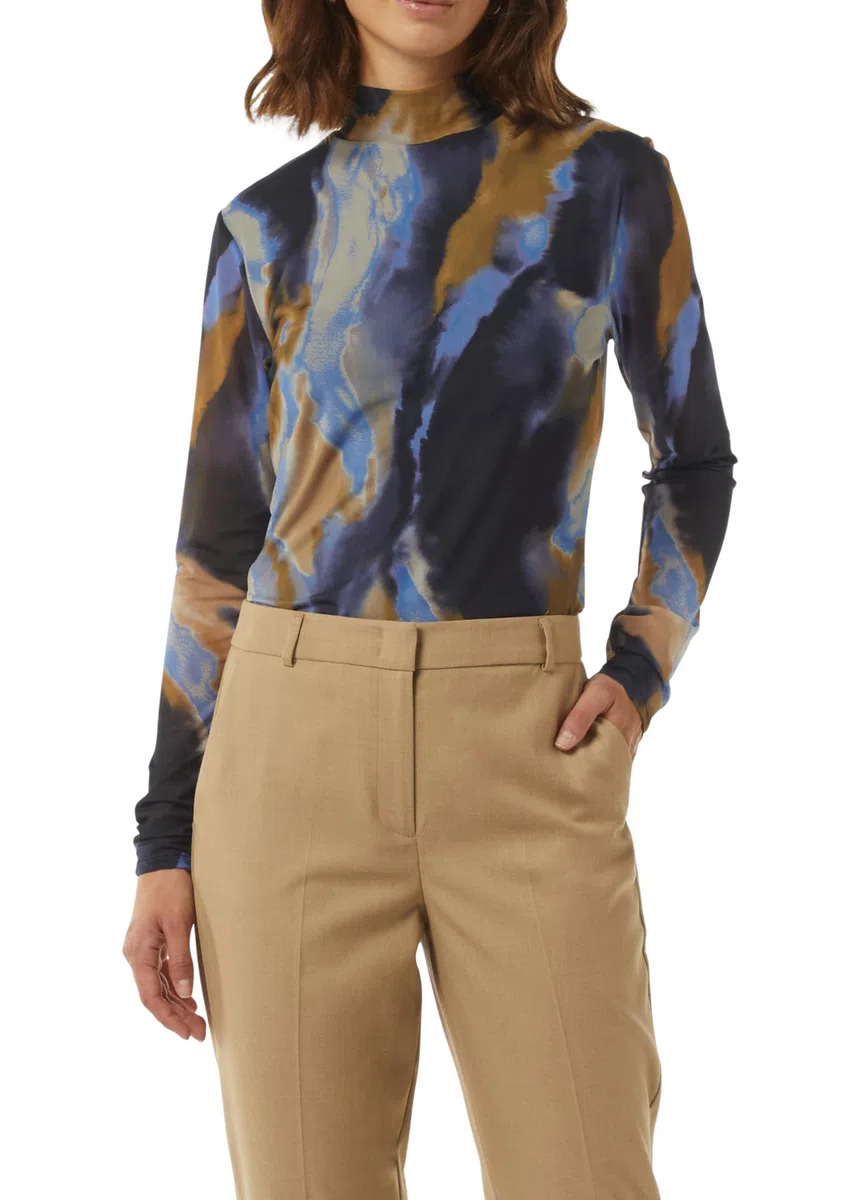 Comma Gemustertes Langarmshirt aus Mesh