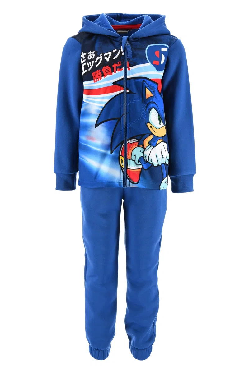 Sonic The Hedgehog Jungen Trainingsanzug, 2-Teiliges Set Kapuzenpullover und Hose Sportanzug für Kinder, Größen 3 bis 8 Jahre