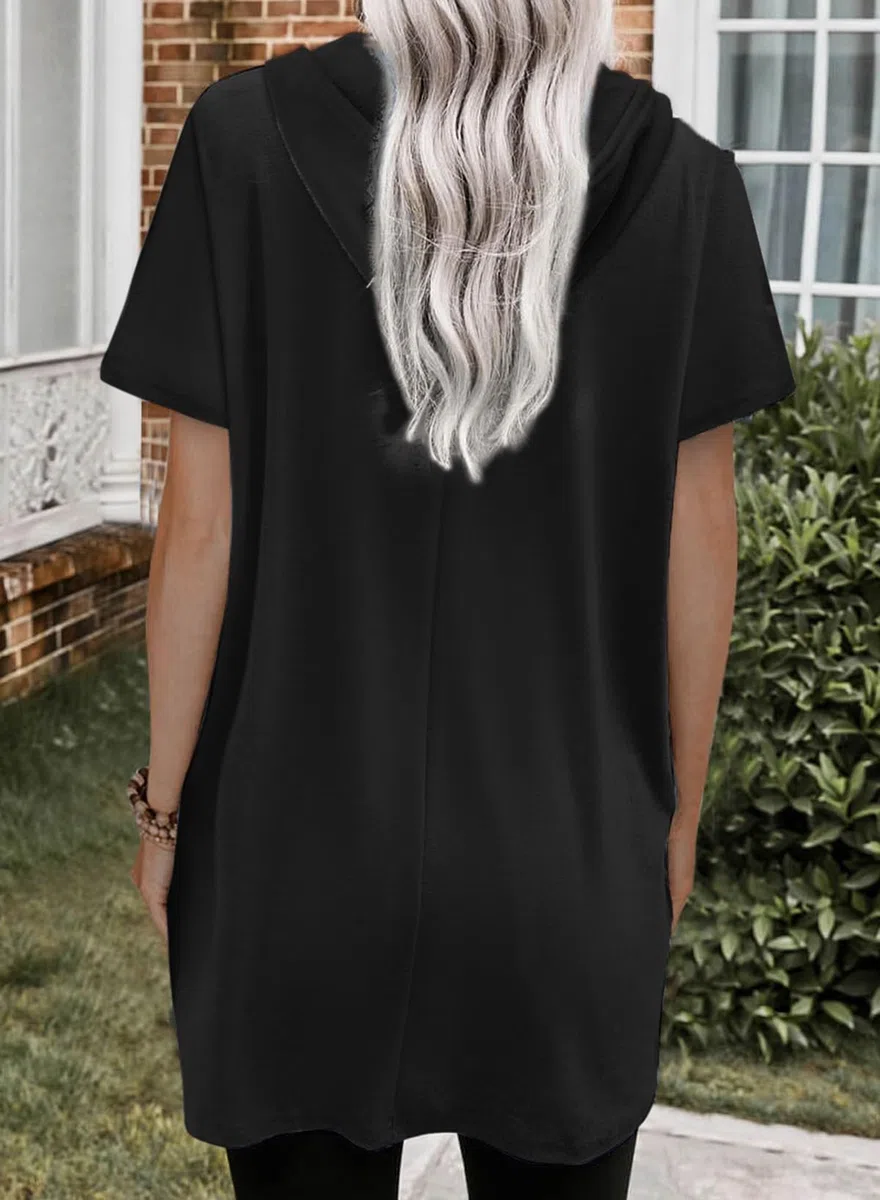 Dokotoo Kapuzenpullover Damen Hoodie Oversize T-Shirts Sommer Oberteile Kurzarm mit Kapuze Pullover Sweatshirt Tops Lässig Einfarbig Tshirts Oberteil S-XXL