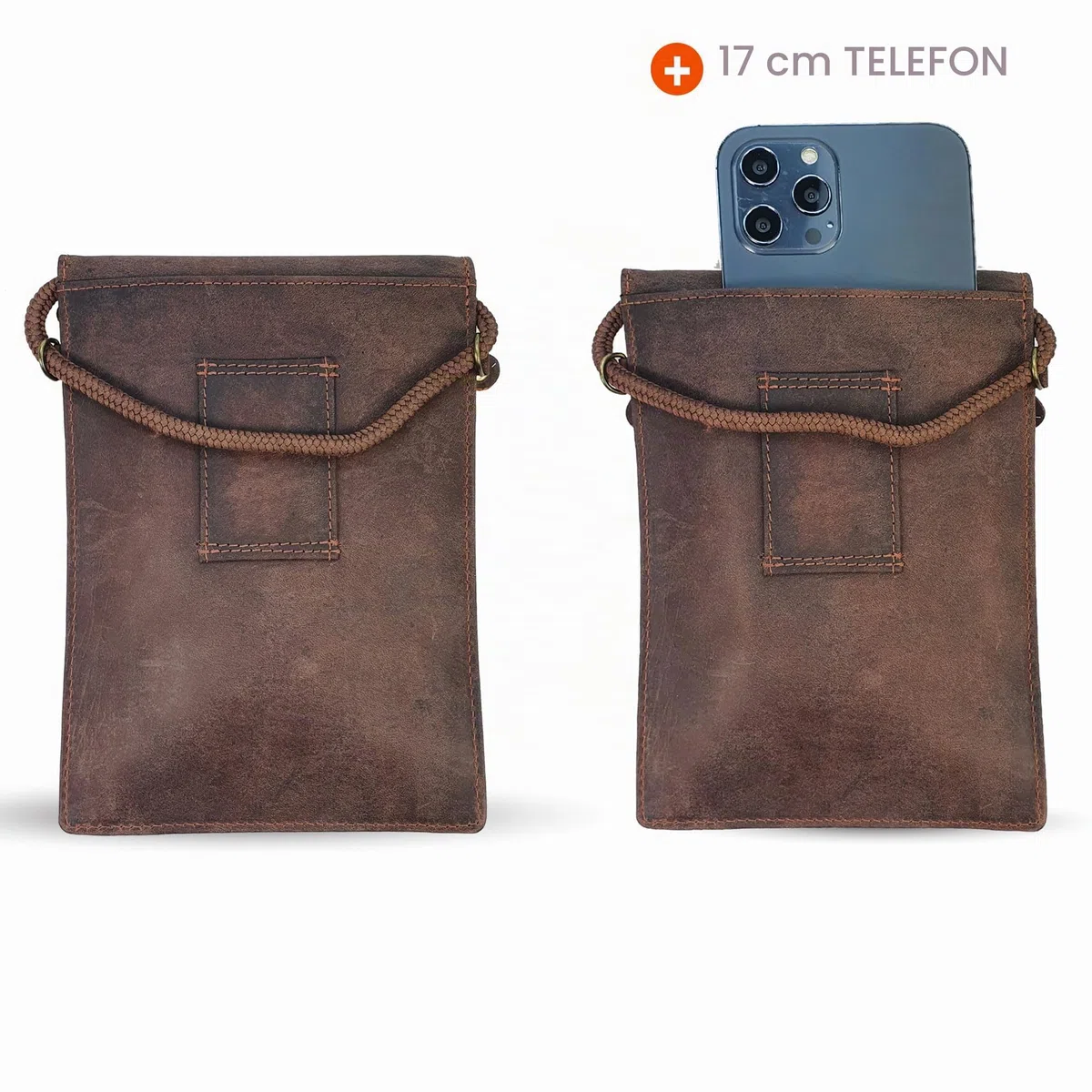 Safekeeepers Brustbeutel aus Leder - Brusttasche, Reisepass Tasche - Reisegeldbeutel, Reiseorganizer Herren Damen - Hunter Braun