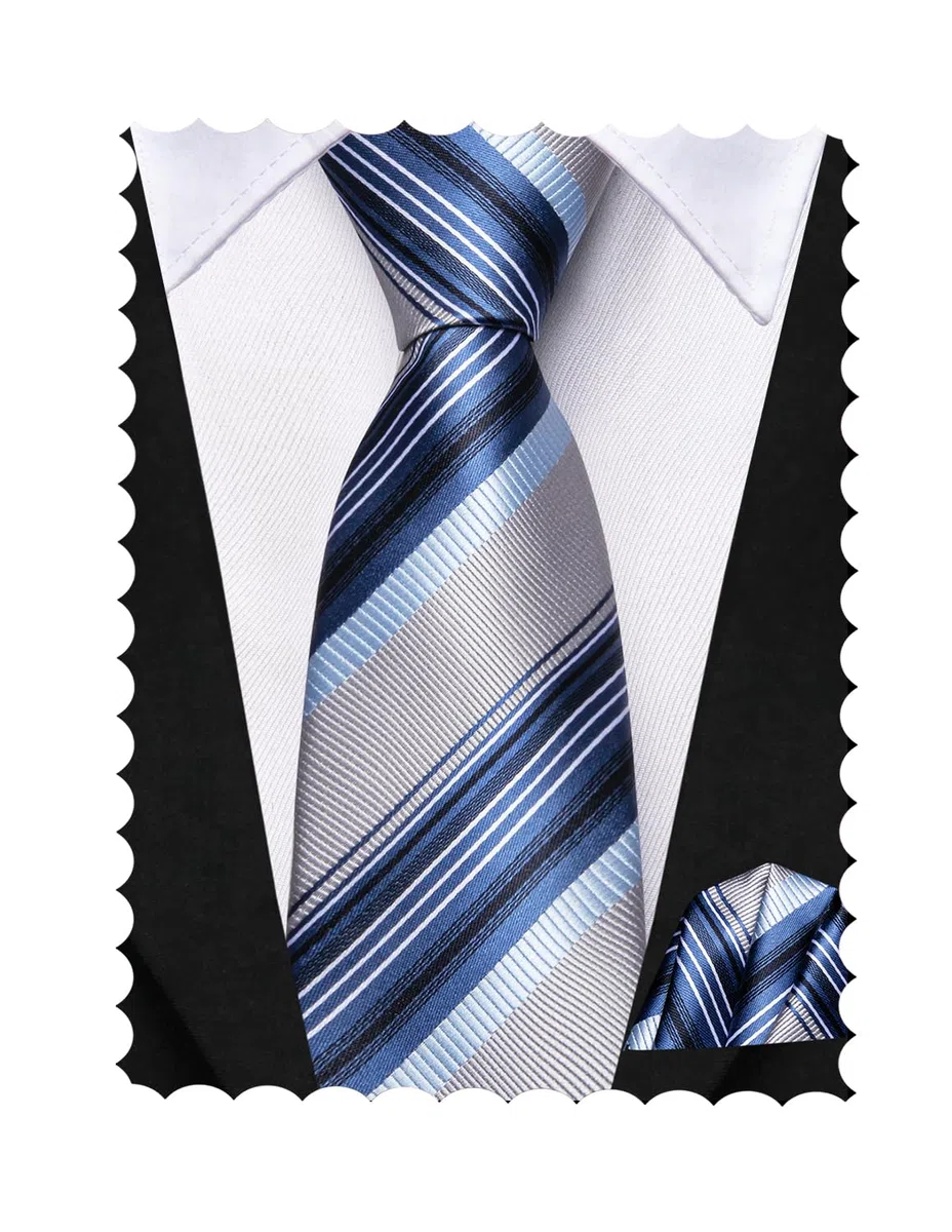 Hi-Tie Selbstgebundenes Krawatten-Set für Jungen, 8–10, Seide, Kinder-Krawatten für Jungen von 8–11 Jahren, Jugend-Krawatte und Einstecktuch für Hochzeit