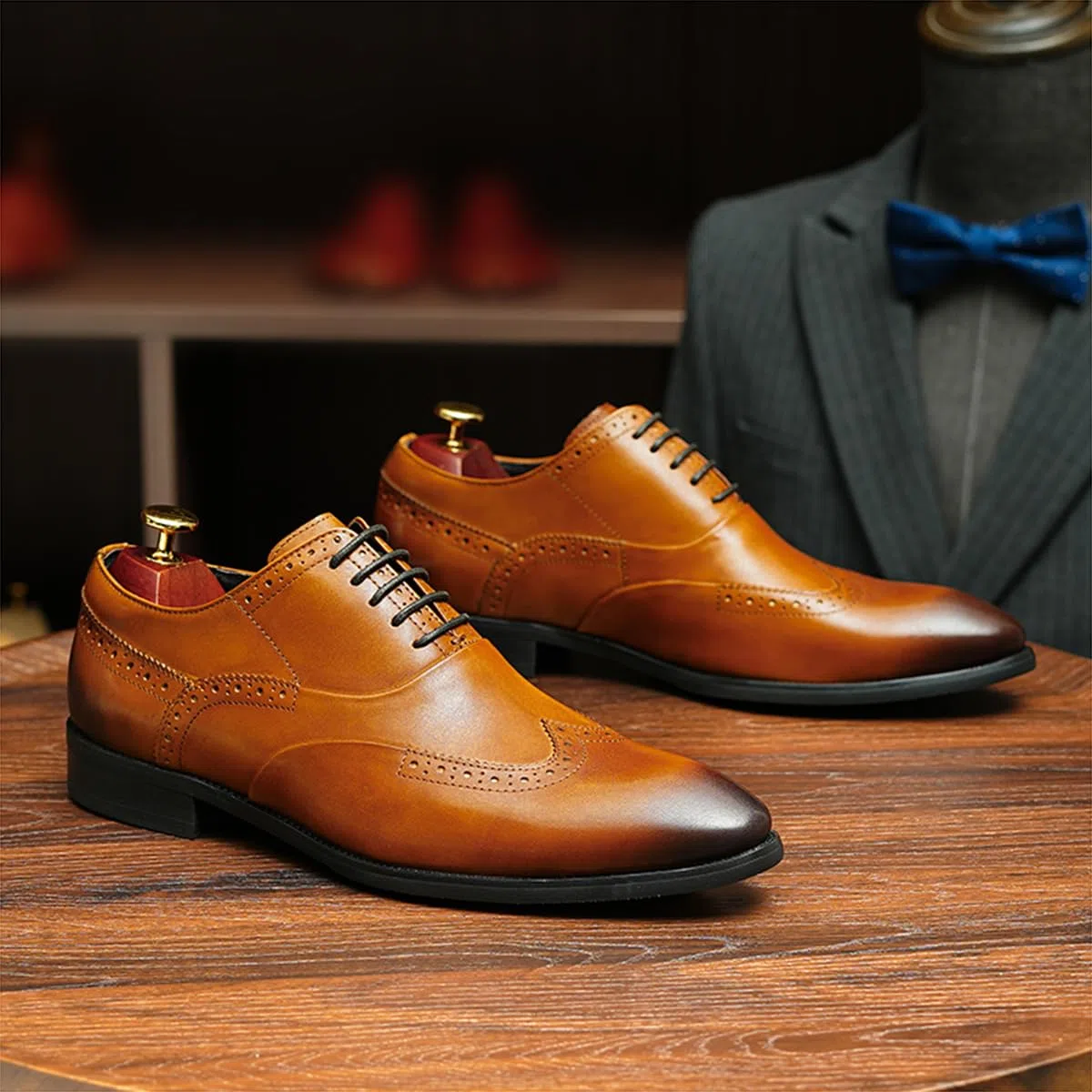 Herren Business Oxford Brogues Formelle Leder Kleid Halbschuhe Schnürschuhe Anzugschuhe