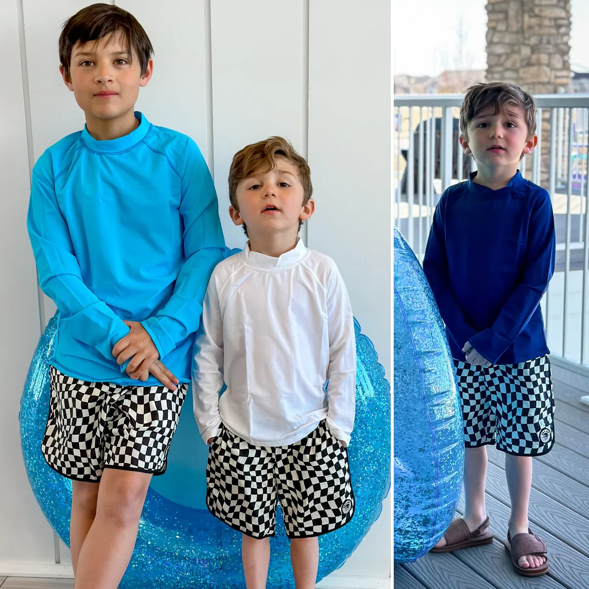 BIG ELEPHANT 3 Stück Kinder Rash Guard Schwimmshirt UPF 50+ Langarm Schwimmbekleidung Sonnenschutz für Jungen und Mädchen