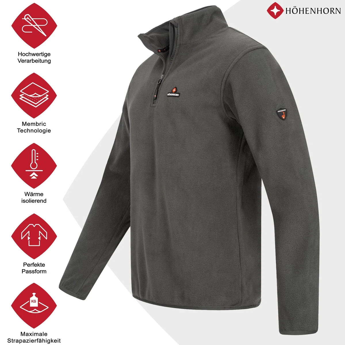 Höhenhorn Skyja Herren Fleece Pullover Sweatshirt Half Zip Fleecepullover
