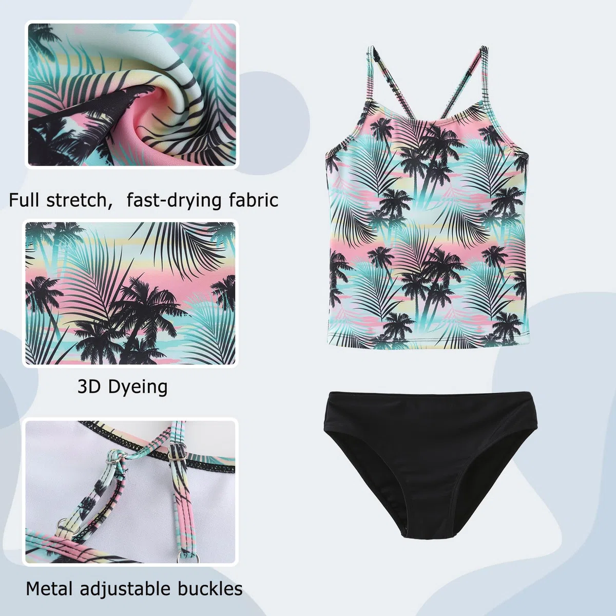 Aisyee Mädchen Tankini Badeanzug Kinder Zweiteiliger Badeanzug Floral Mädchen Schwimmanzug 3-16 Jahre