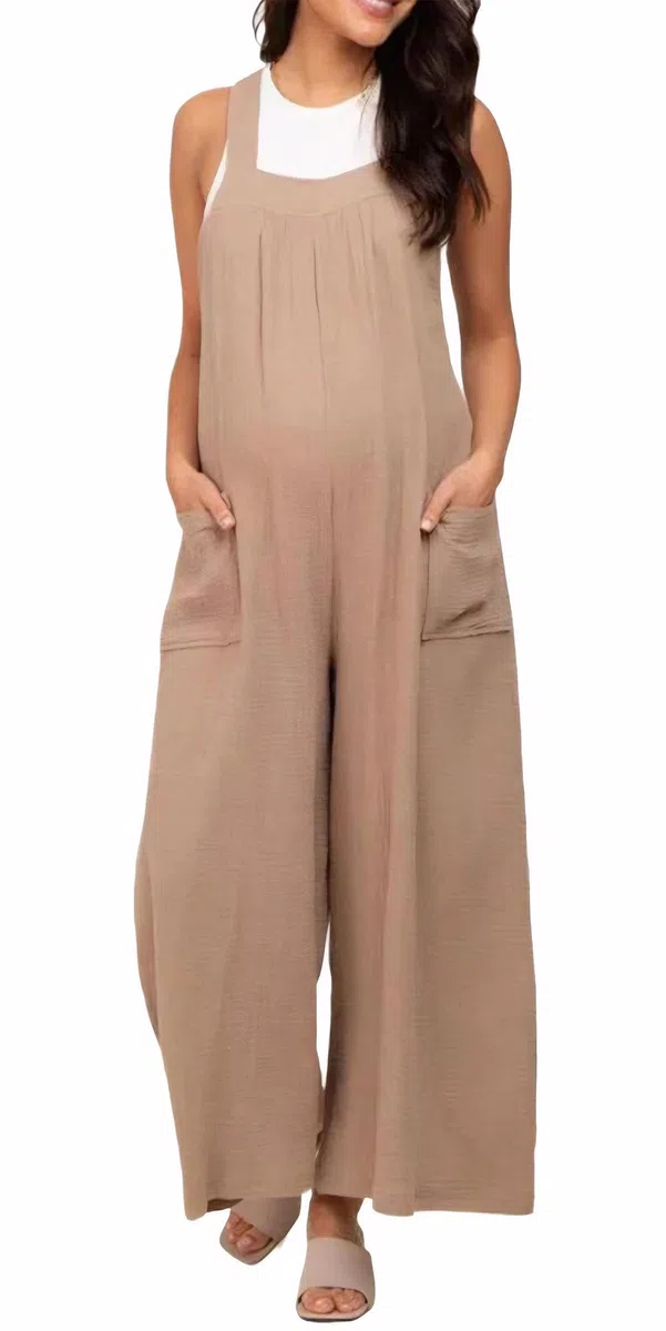 FEOYA Latzhose Schwangerschaft Damen Umstands Jumpsuit Overalls Oversize Trägerhose Loose Fit Baggy