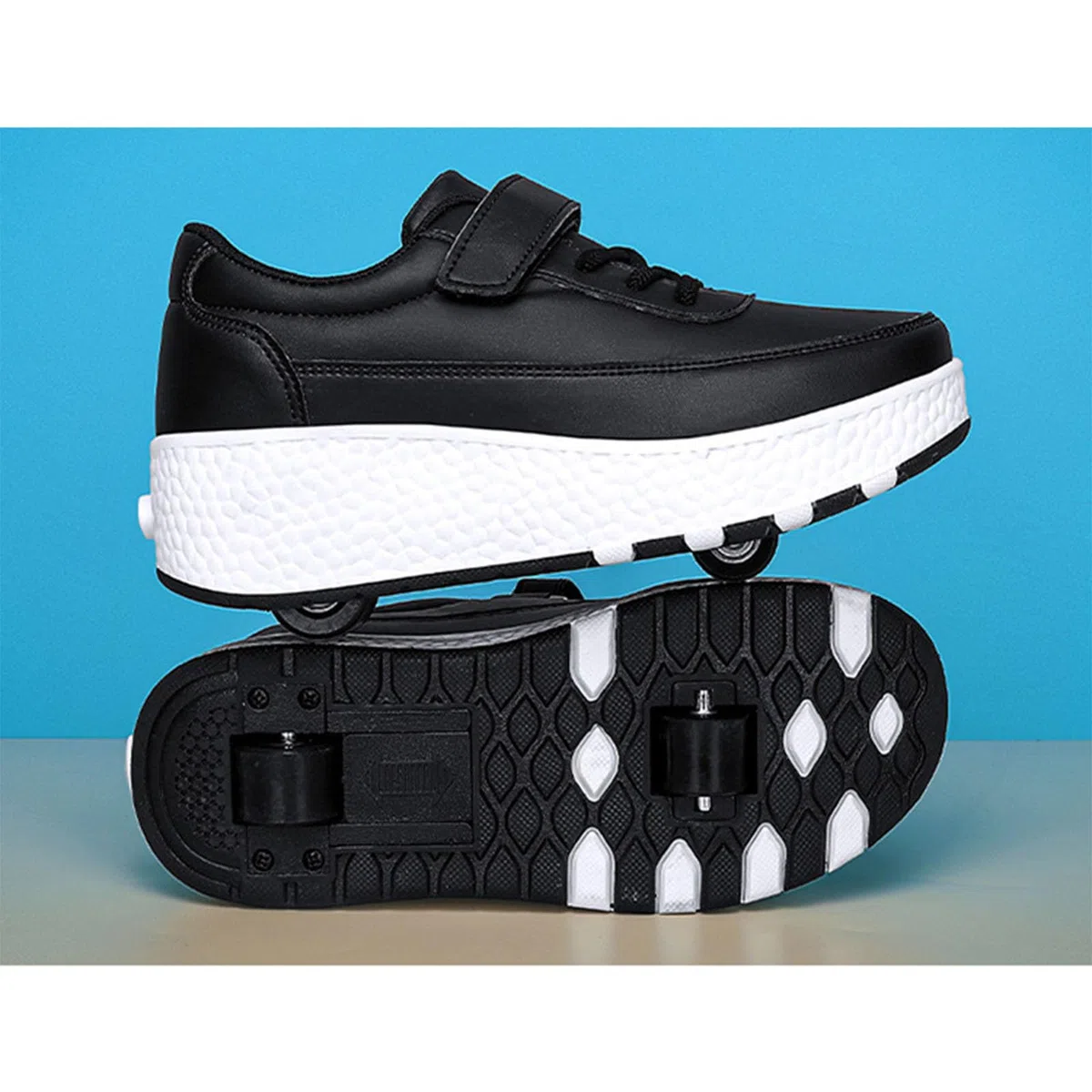 Hixingo Schuhe mit Rollen für Mädchen Jungen Kinder, Weiß Rollschuhe Schuhe Turnschuhe mit 2 Rollen, Skateboardschuhe Kinderschuhe 2 In 1 Multifunktionale Sneaker mit Rollen