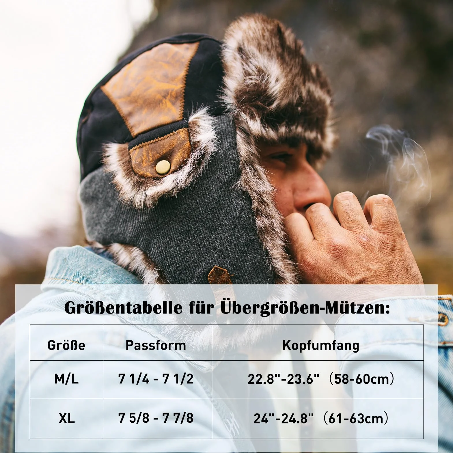Comhats warme Baumwolle Trappermütze Herren Hut Unisex Fliegermütze Fellmütze Erwachsenen