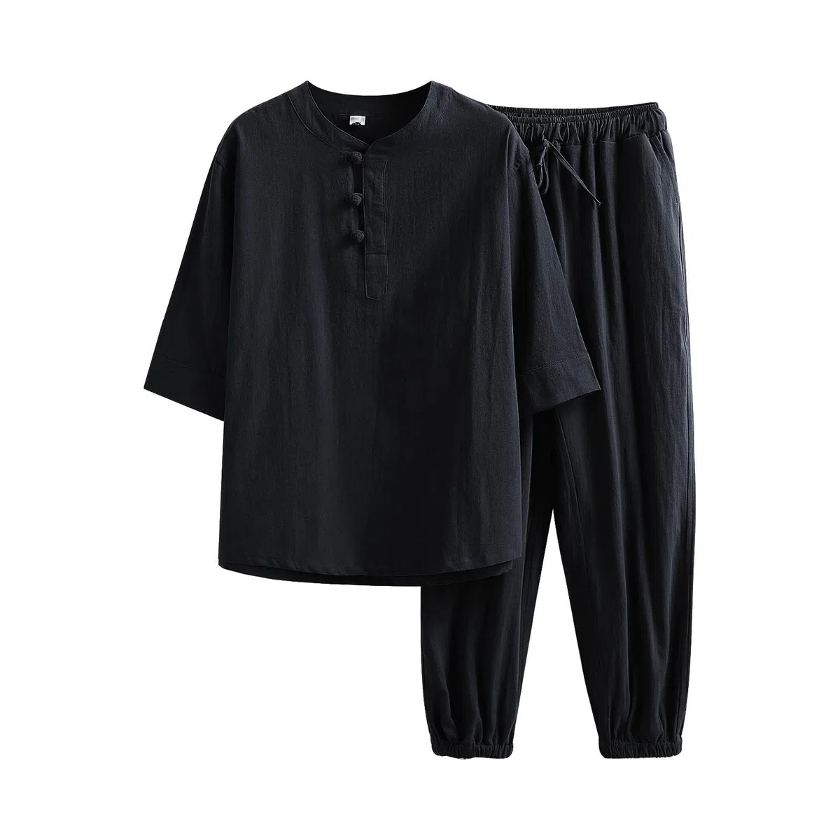 Kung Fu Herren Leinen Anzug Einfarbig Traditionelle Chinesische Kampfkunst Tai Chi Qigong Wing Chun Shaolin Wushu Lange Ärmel Training Freizeit Kleidung Uniform Jacke Hose