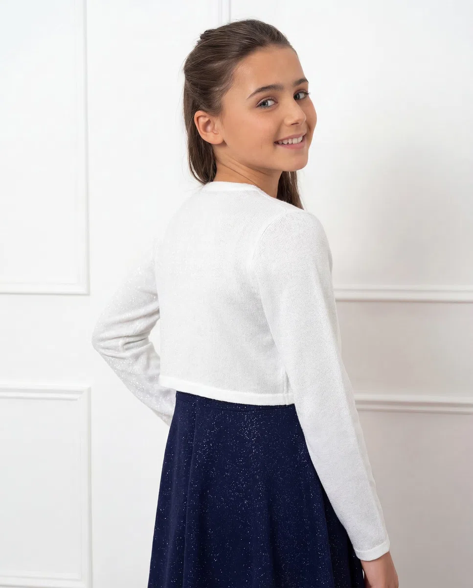Bolerose Mädchen Langarm Bolero Funkeln Strickjacke Kinder