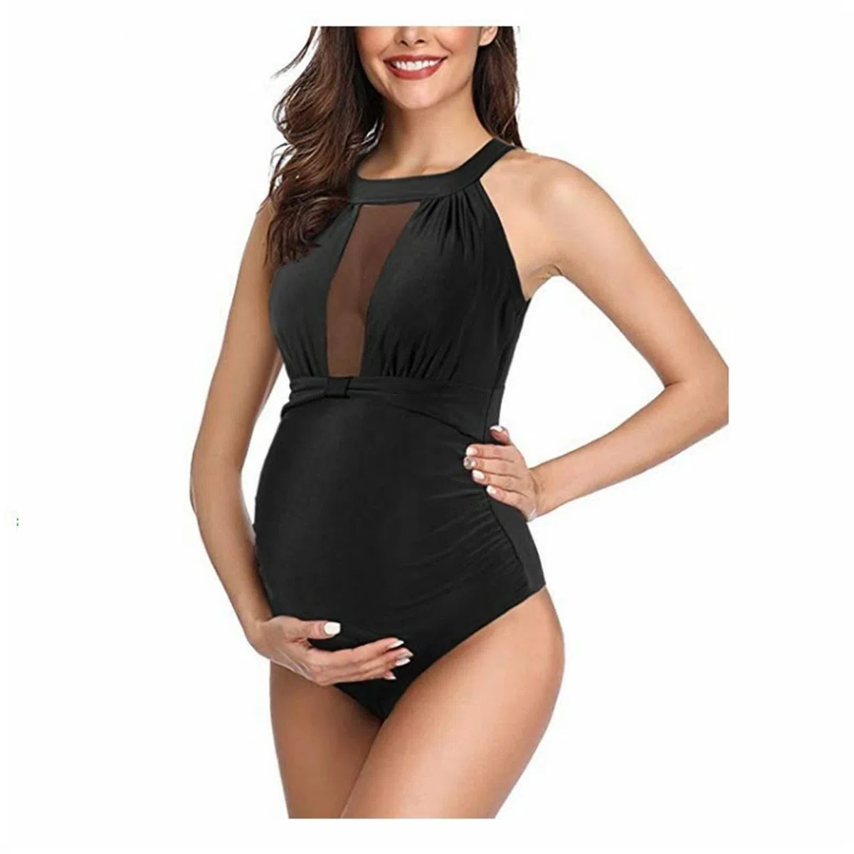 Damen Umstandsbadeanzug Einteilige Elegant Swimsuit Umstandsbademode Große Größe V-Ausschnitt Schwangerschafts Badeanzug Sommer Maternity Monokini Bikini