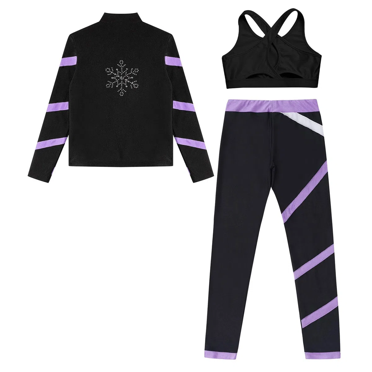 Kind Turnanzug Tanzmädchen Set Eiskunstlauf Outfit Leggings Und Tanktop Jacke Sport Fitness teilig