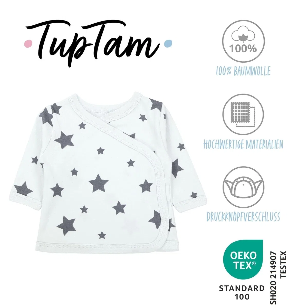 TupTam Baby Mädchen Langarm Wickelshirt Baumwolle 5er Set