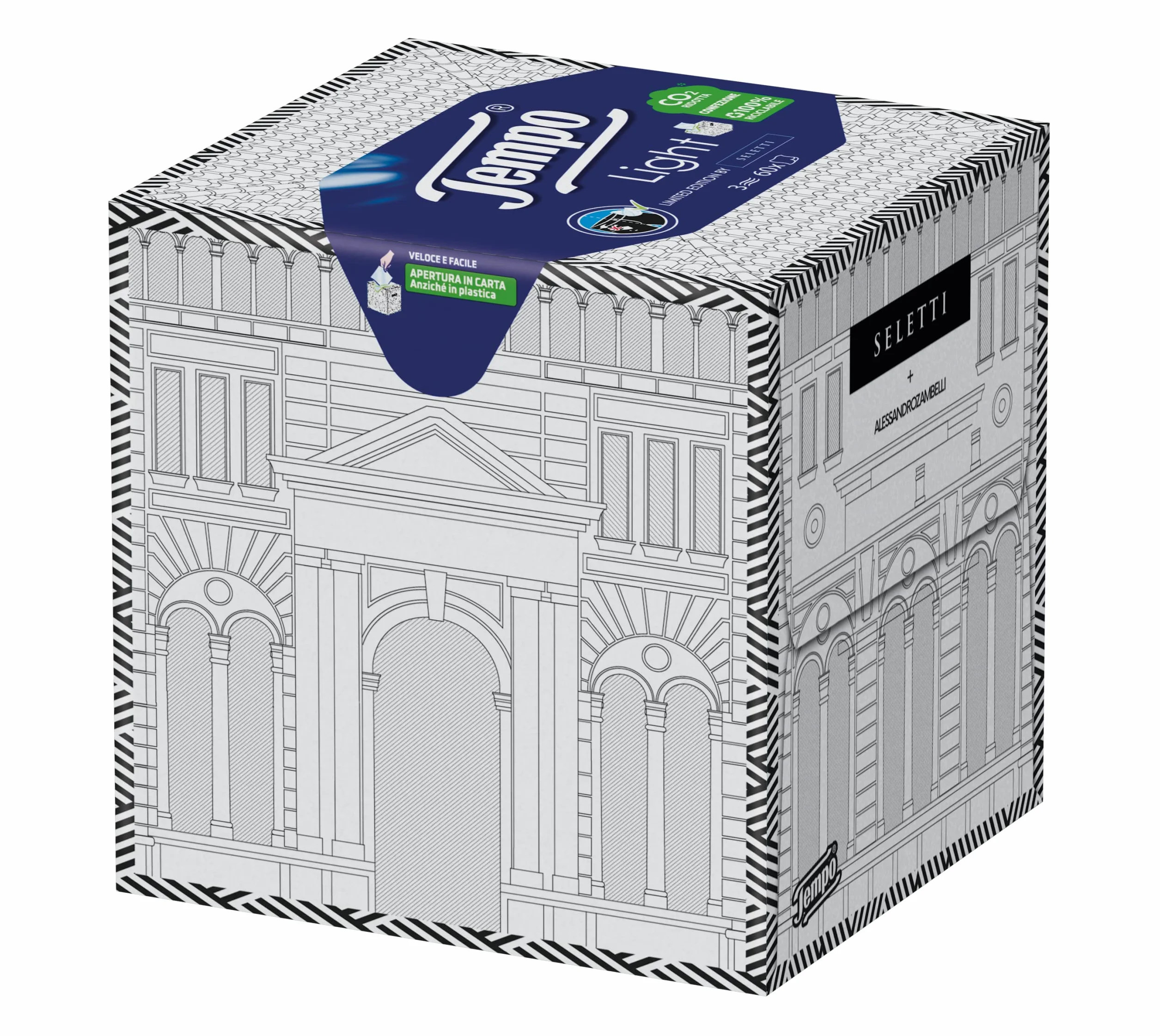 Tempo Taschentücher Box Light - 3-lagig - 12 Packungen mit je 60 Taschentüchern in 4 verschiedenen Grafiken