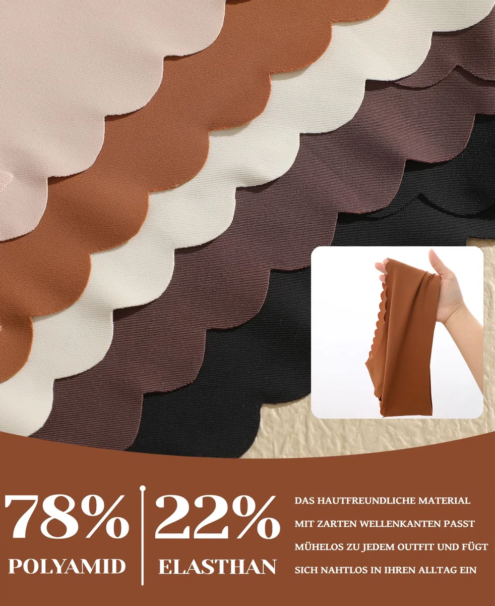 Sth Big Unterhosen Damen Nahtlos Hohe Taille Seamless Slips Nahtlose Unterwäsche Frauen High Waist Unterhose Ohne Naht Damen Mit Wellenkante Weiches Unsichtbarer Slip Mehrpack 6