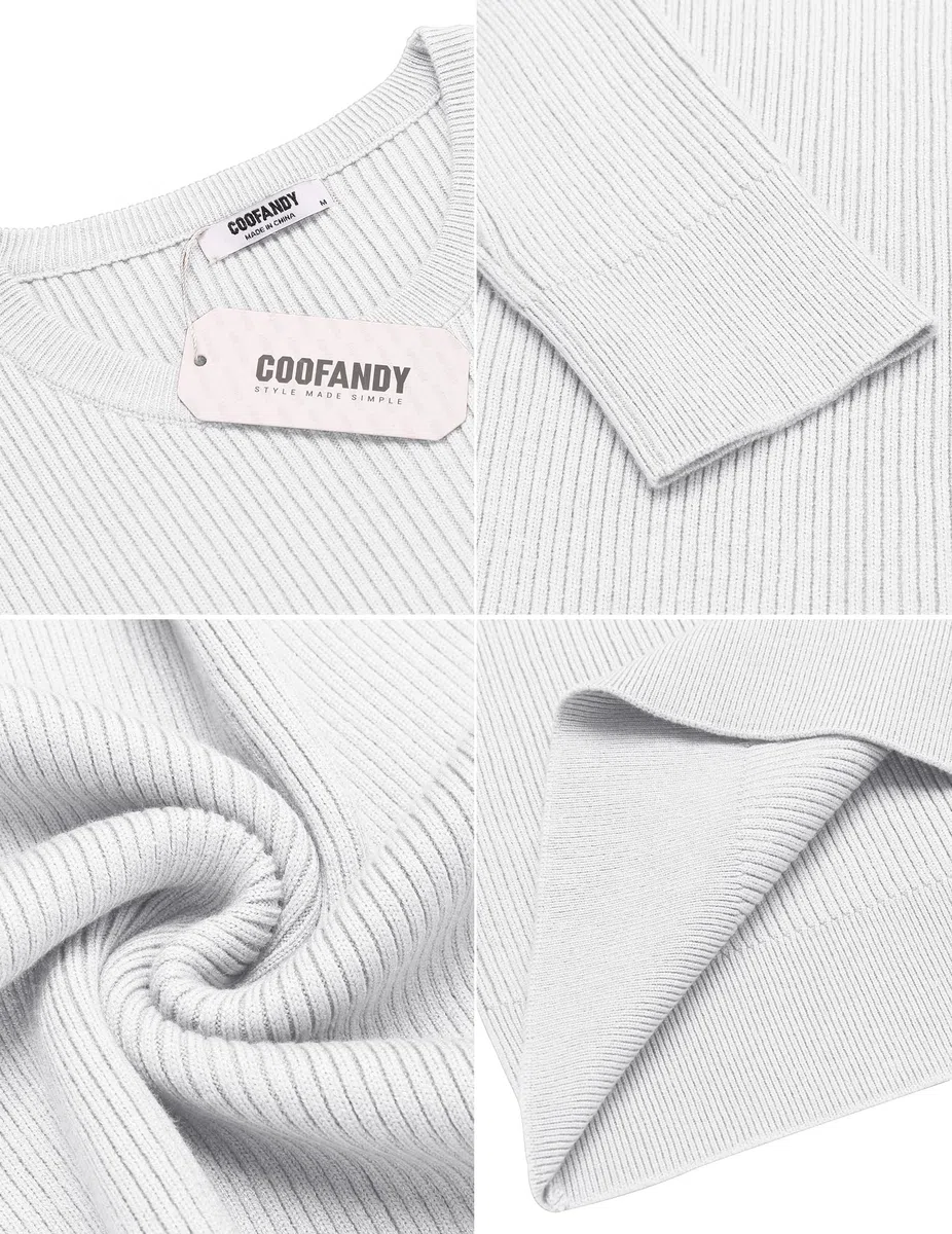 COOFANDY Herren Rundhals Pullover Basic Strickpullover Feinstrick Business Pullover Männer Ribbed Sweater Pulli Winterpullover