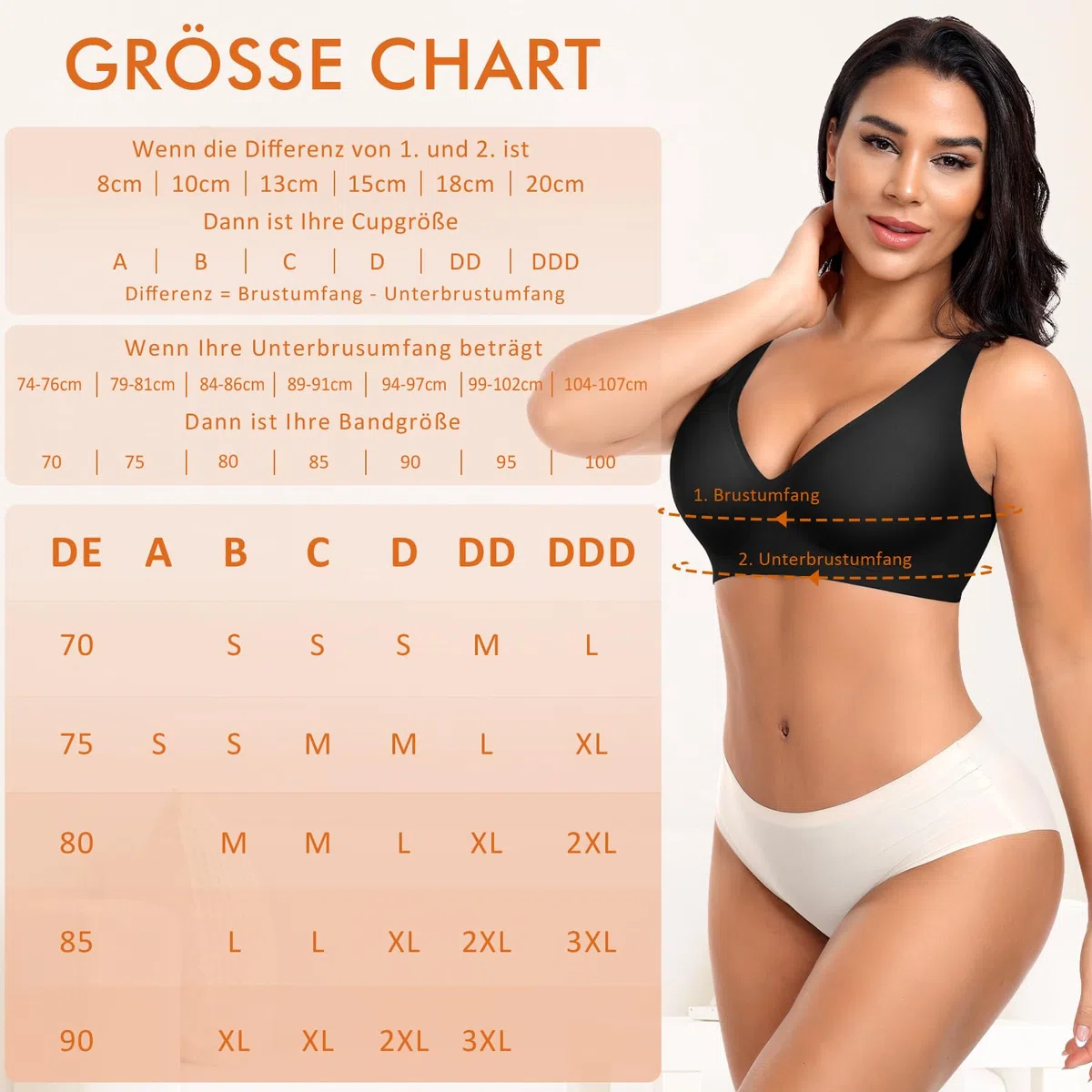 Ganado Damen BH Tiefem V-Ausschnitt Nahtloser BH Ohne Bügel Push Up BHS Bralette Soft Bequem BHS Bügellos Bustier