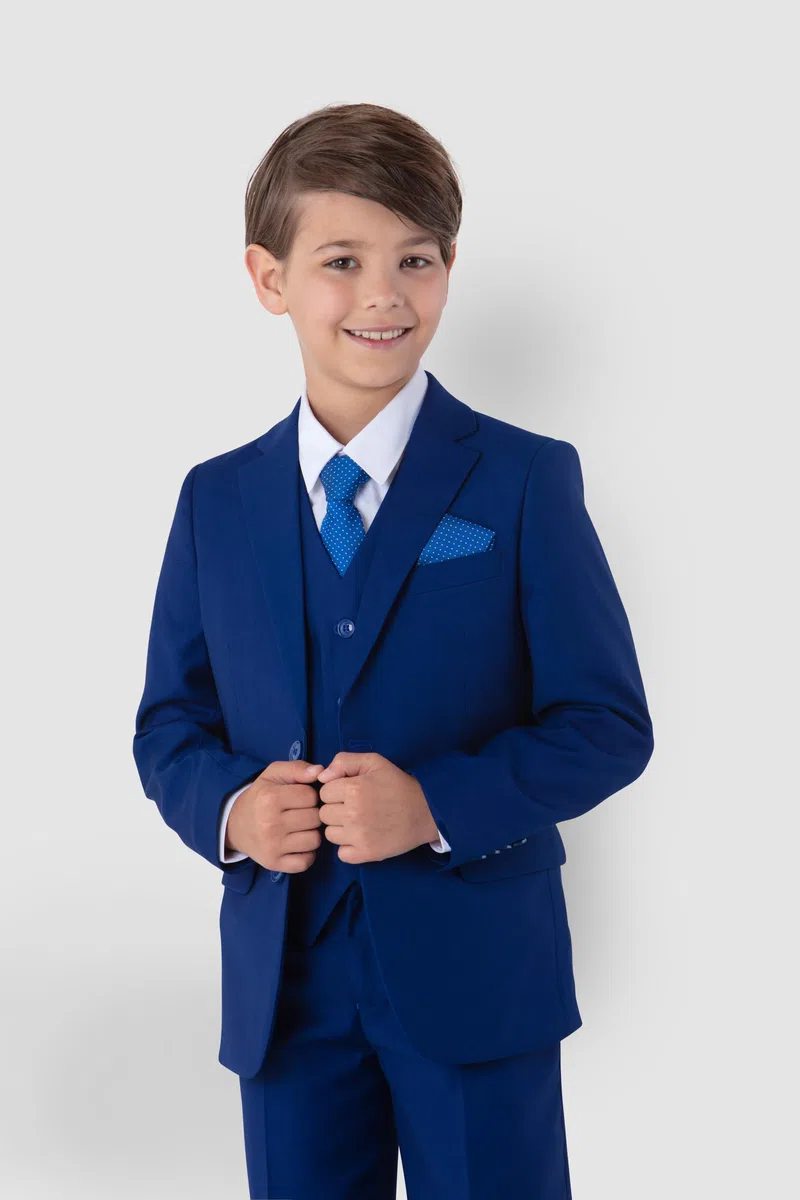 Festlicher Kinder Anzug Jungen Hochzeit Anzug Kommunionanzug 6-teilig Royalblau
