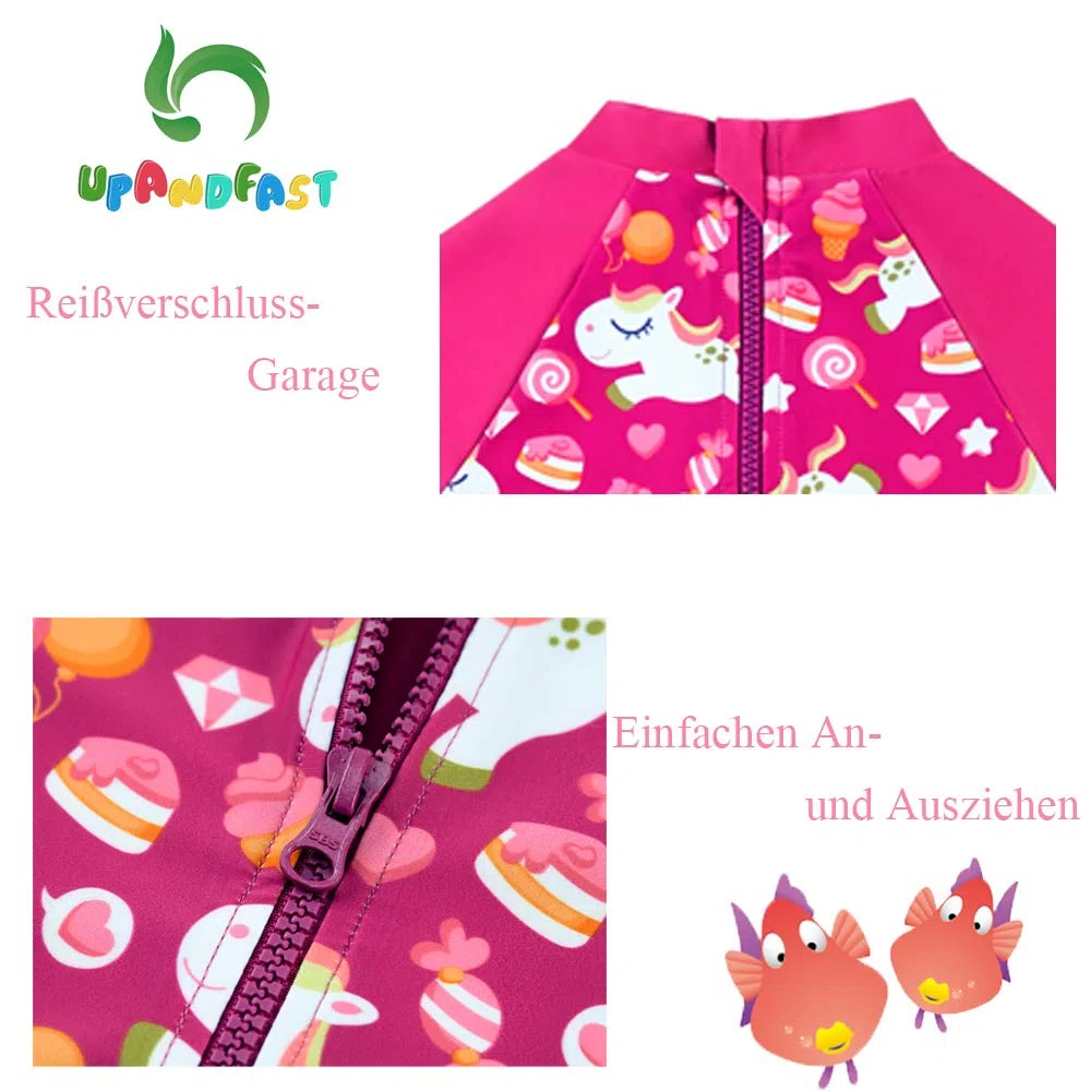 upandfast Baby Badeanzug mit Sonnenhut UPF 50+ Badebekleidung für Baby
