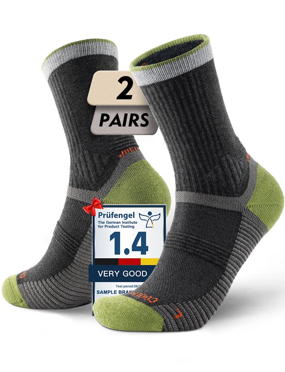 Juclise Sommer Merinowolle Wandersocken für Herren mit Kompression Anti-Blasen-Polsterung atmungsaktiv anti-schweiß