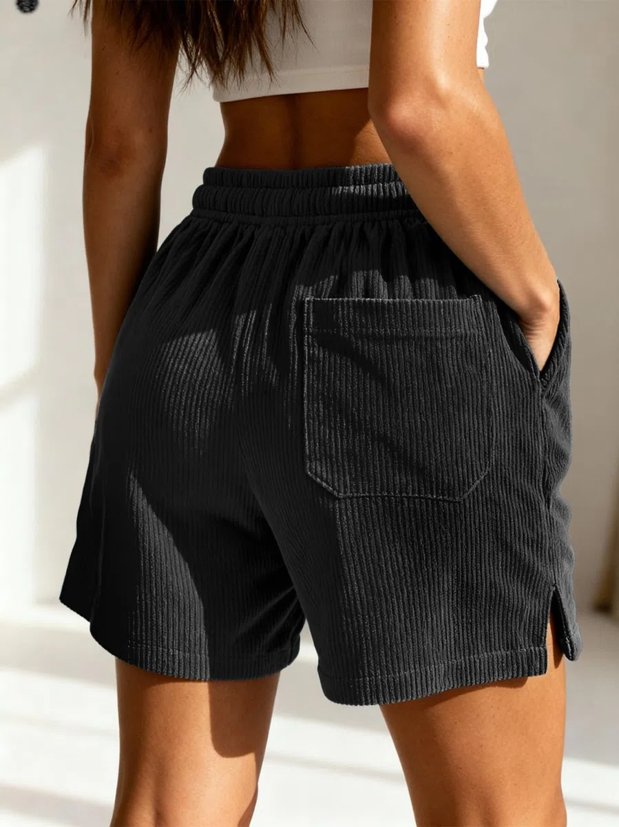 Hidkat Damen Shorts – Lässige Cord-Shorts mit elastischem Bund und Kordelzug – Sommer-Strandshorts