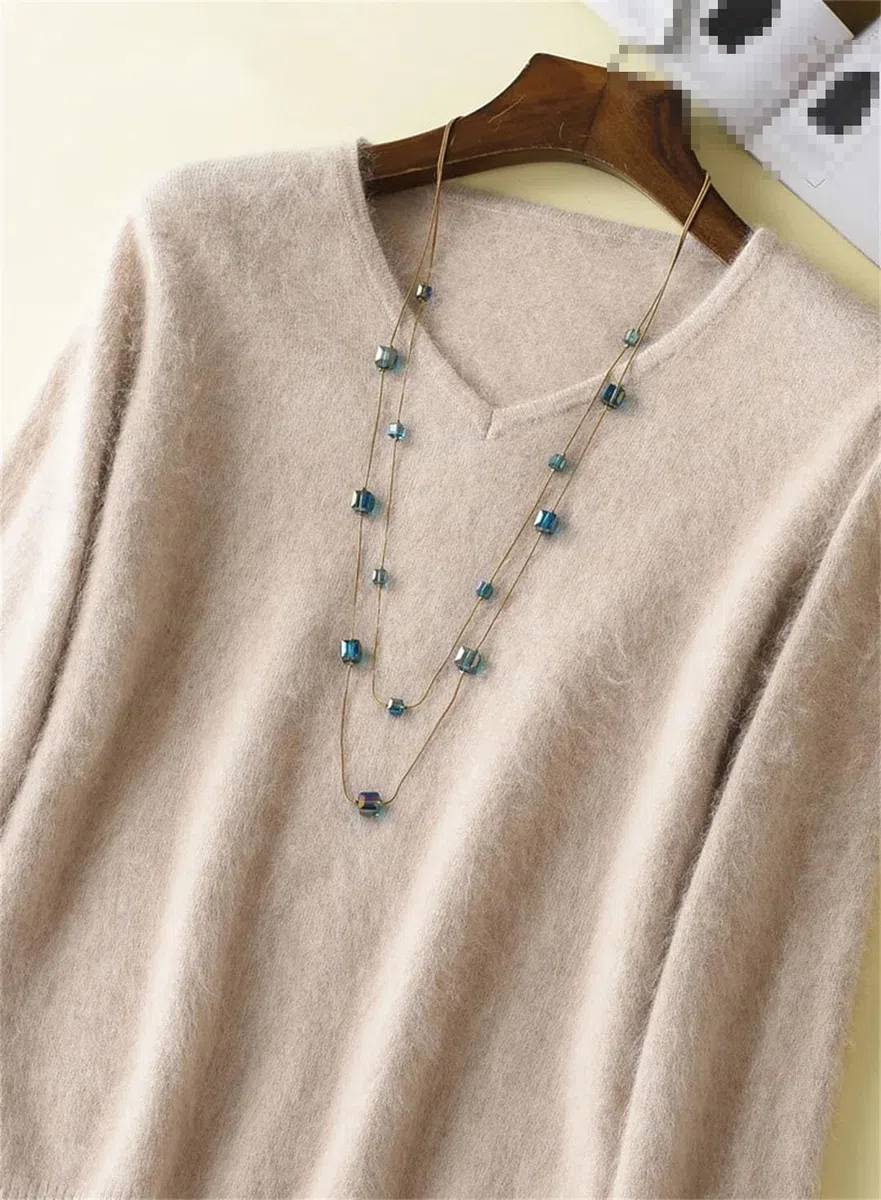 Damenpullover, Lässig, Langärmelig, Kaschmirpullover Mit V-Ausschnitt