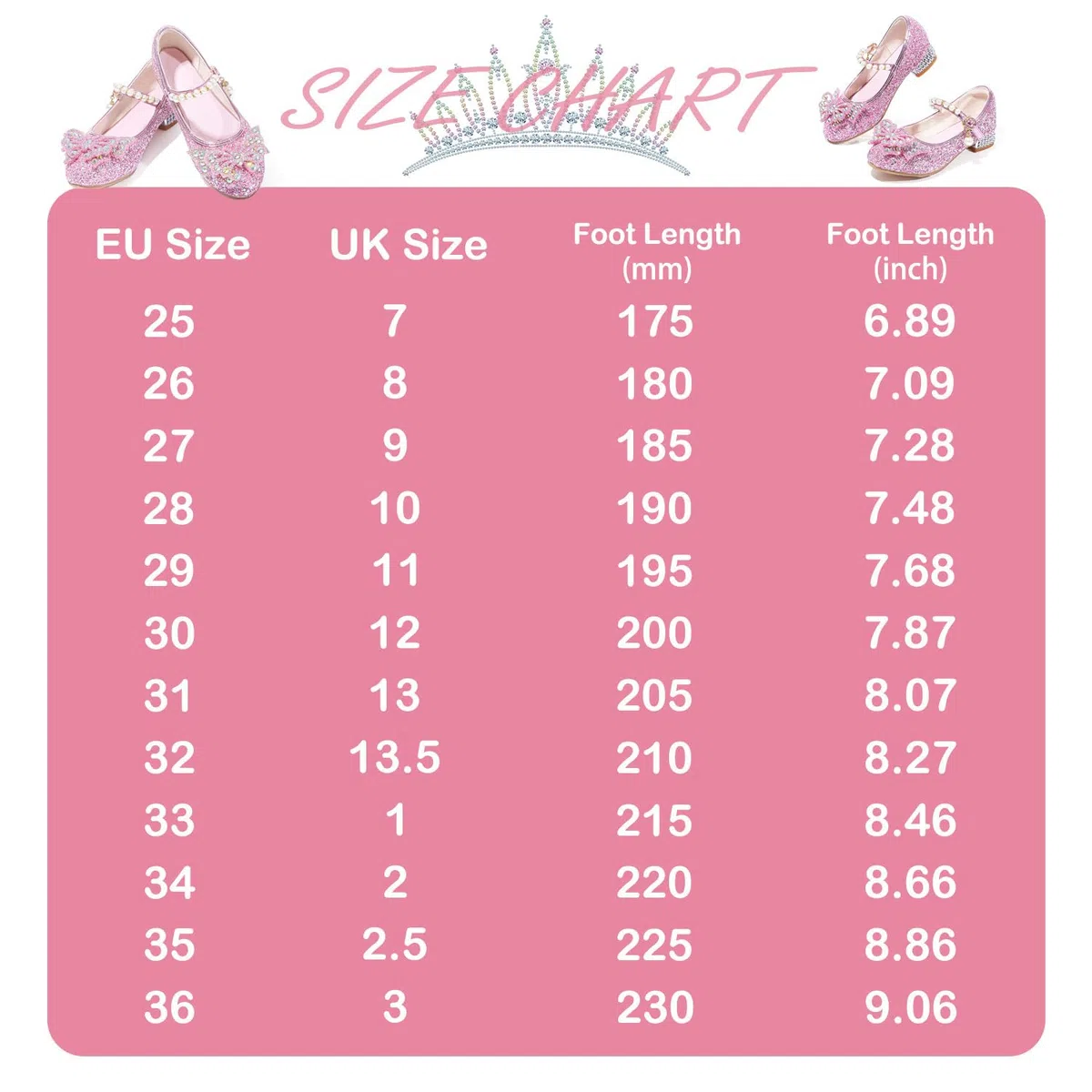 Mädchen Mary Jane Prinzessin Schuhe Ballerinas mit Absatz Glitzer Schuhe Abendschuhe Kinder Cosplay Schuhe Partys Hochzeiten Schulschuhe Rosa EU27
