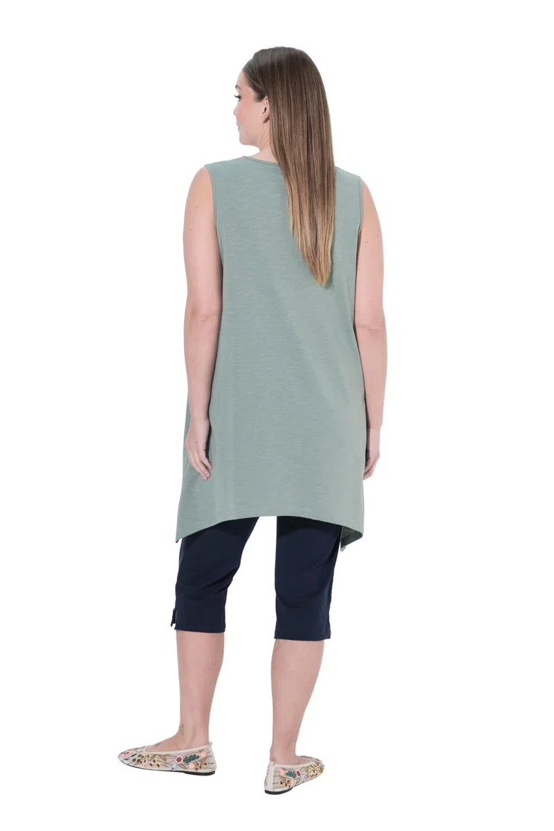 Ulla Popken Damen große Größen Übergrößen Plus Size Longtop, Zipfelsaum, A-Linie, V-Ausschnitt, Biobaumwolle 804033