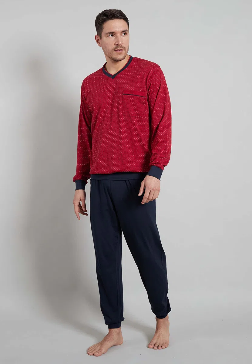 Götzburg Herren Pyjama Schlafanzug lang mit Bündchen (chili pepper)