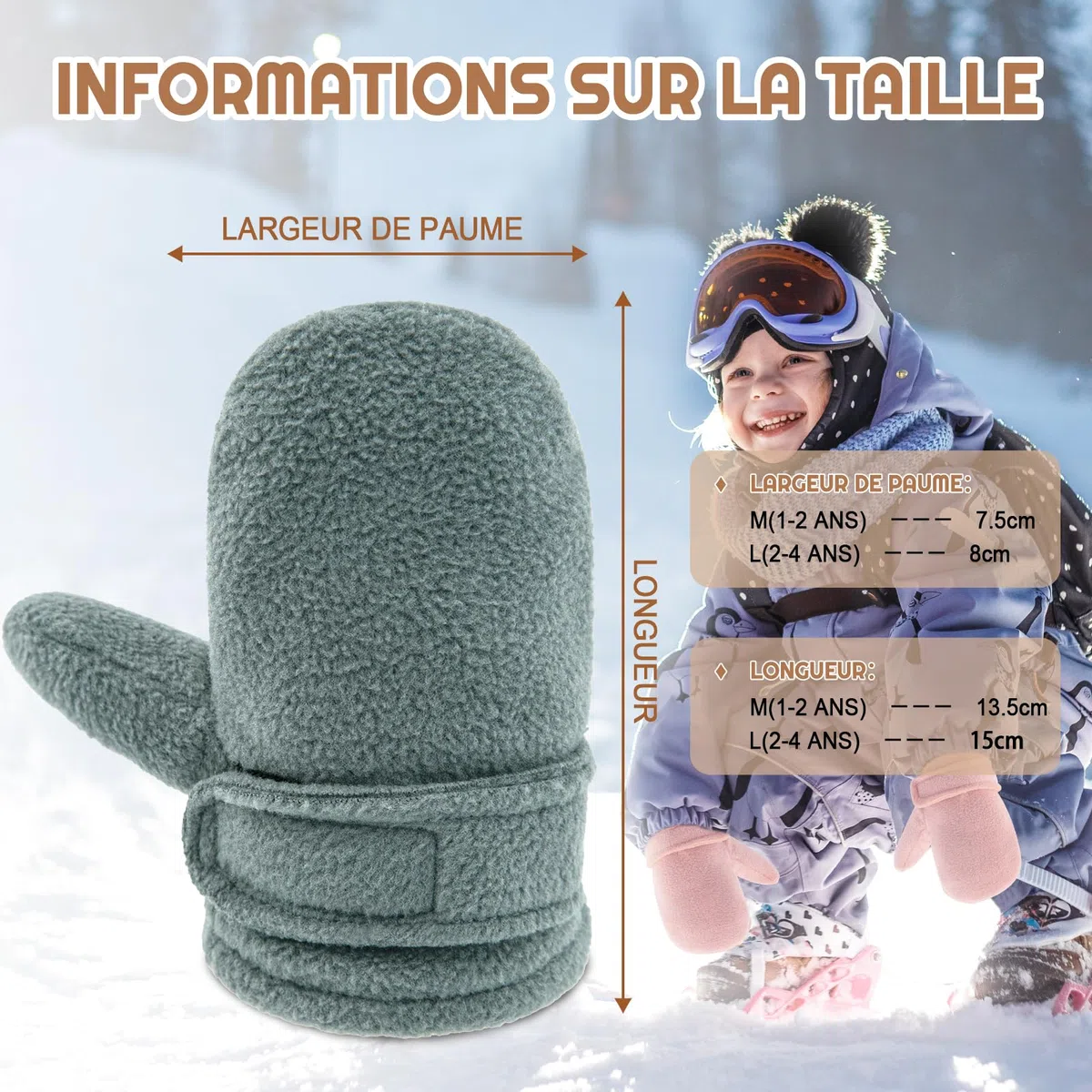 Winterhandschuhe für Babys, Futter aus Molton, für Kleinkinder, Jungen, warm, weich, für Babys, Mädchen, verstellbare Handschuhe im Freien