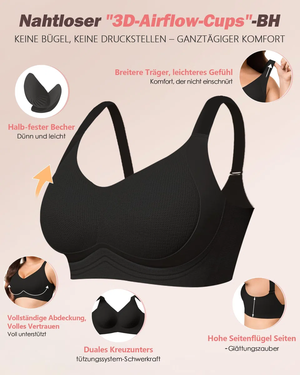 As Fairy Atmungsaktiver Bequem BH für Große Brüste Ohne Bügel Seamless Minimizer Nahtlose BHS, Volle Abdeckung Bralette mit Breiten Trägern