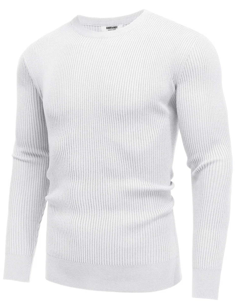 COOFANDY Herren Rundhals Pullover Basic Strickpullover Feinstrick Business Pullover Männer Ribbed Sweater Pulli Winterpullover