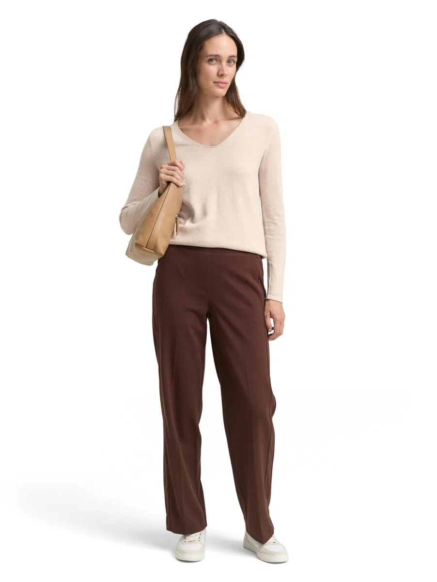 TOM TAILOR Damen Strickpullover mit V-Ausschnitt