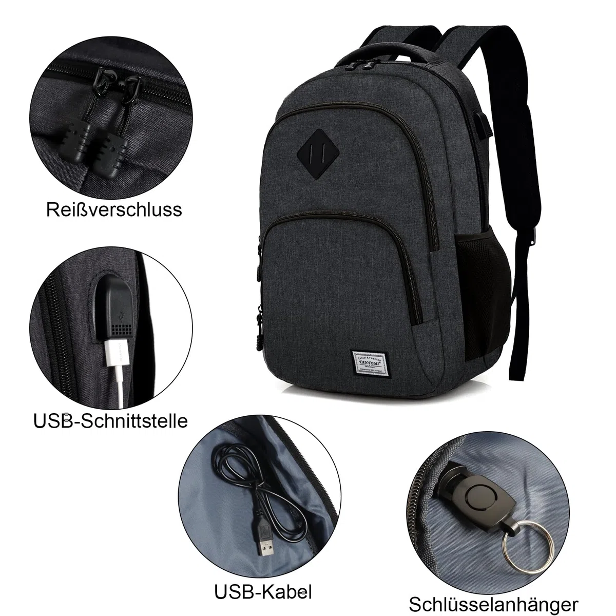 MoFut Rucksack Herren & Damen, Reiserucksack, Schultasche viele Fächer mit 15,6" Laptopfach, Handgepäck Rucksäcke, Backpack für Studenten, Büroangestellte, Reisen Wandern (Schwarz.a)