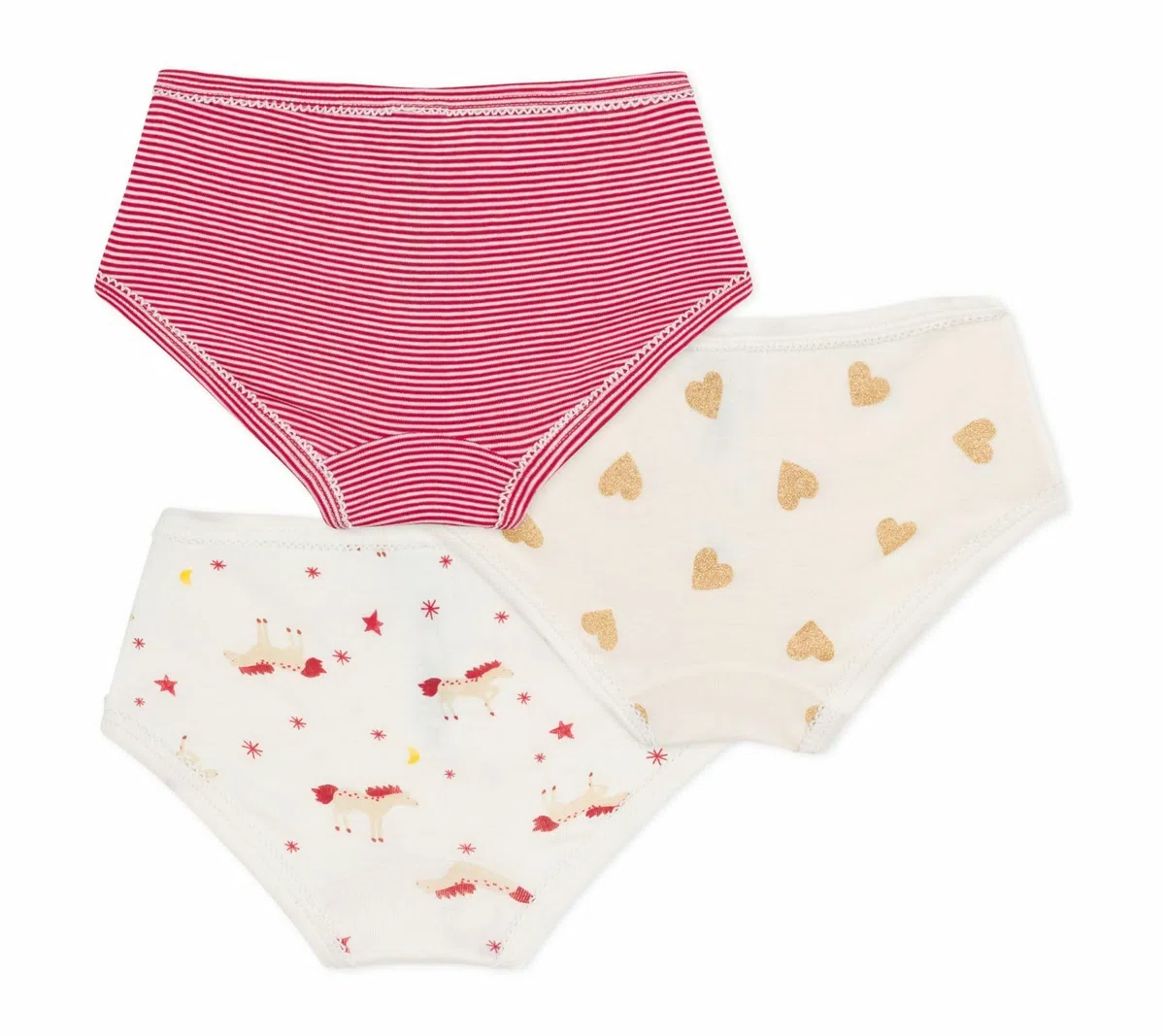 Petit Bateau 3 Culottes Unterwäsche für den Tag, Mehrfarbig, 8 Jahre