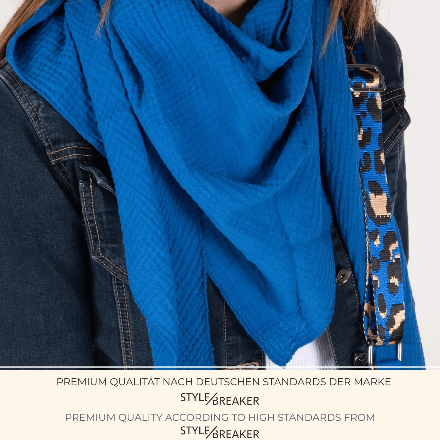 styleBREAKER Damen Musselin Dreieckstuch aus 100% Baumwolle | Weiches und leichtes Halstuch für Damen Unifarben | Stylisches Tuch für jede Jahreszeit - Made in Italy, 196 x 84 cm
