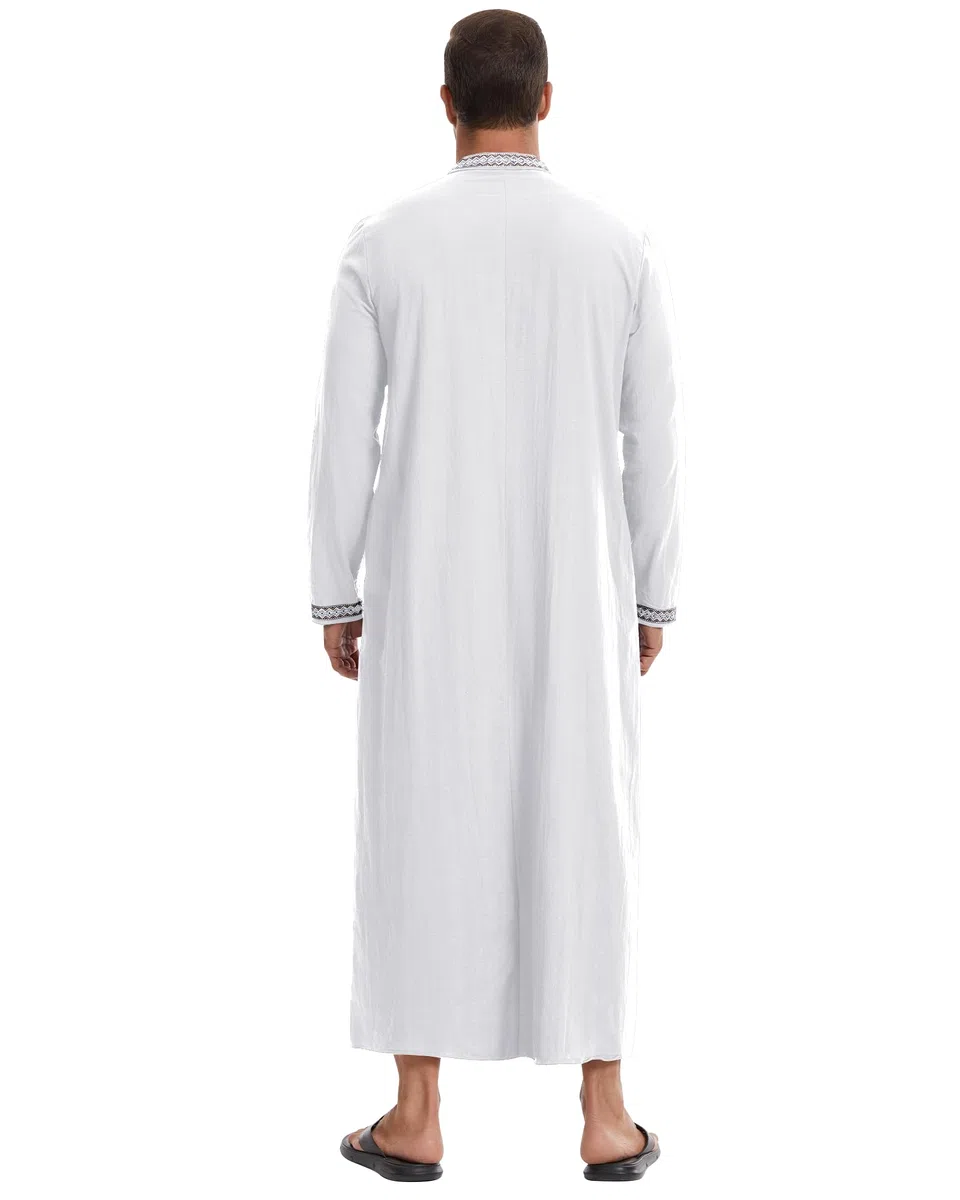 NANAMEEI Kaftan Herren Langarm Mit Taschen Islamische Kleidung Gebetskleidung